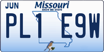 MO license plate PL1E9W
