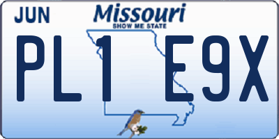 MO license plate PL1E9X