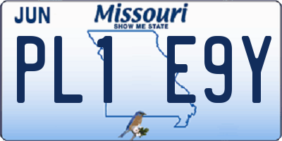 MO license plate PL1E9Y