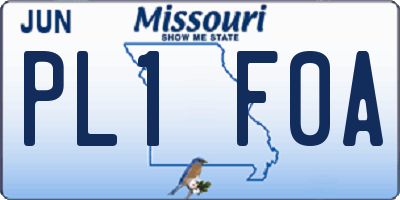 MO license plate PL1F0A