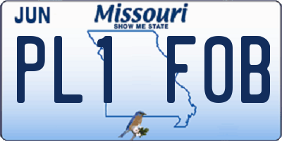 MO license plate PL1F0B