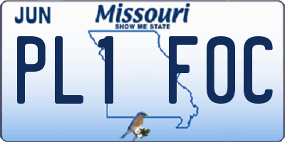MO license plate PL1F0C