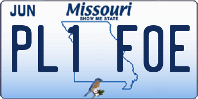 MO license plate PL1F0E