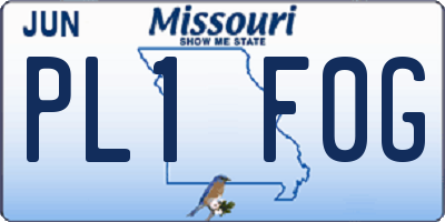 MO license plate PL1F0G