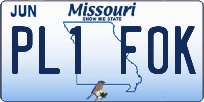 MO license plate PL1F0K
