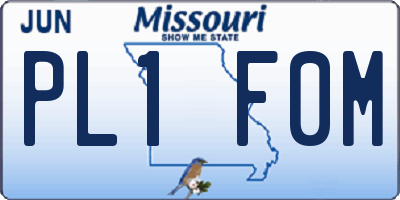 MO license plate PL1F0M
