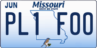 MO license plate PL1F0O