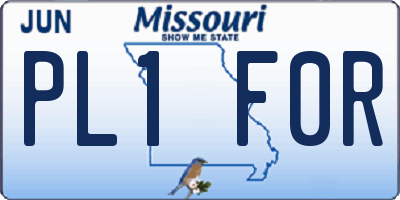 MO license plate PL1F0R