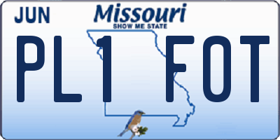 MO license plate PL1F0T