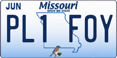 MO license plate PL1F0Y