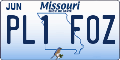 MO license plate PL1F0Z