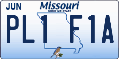 MO license plate PL1F1A