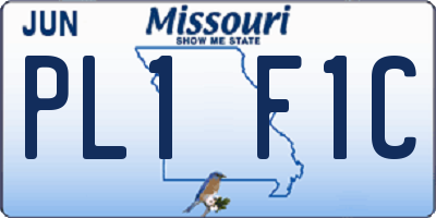 MO license plate PL1F1C