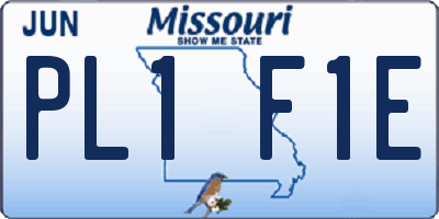 MO license plate PL1F1E