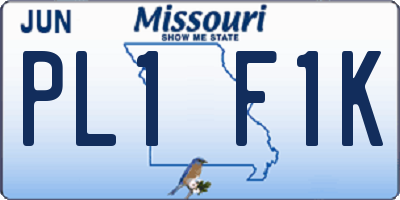 MO license plate PL1F1K