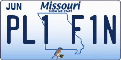 MO license plate PL1F1N