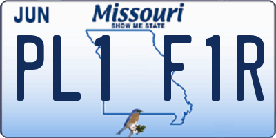 MO license plate PL1F1R