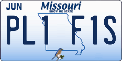 MO license plate PL1F1S