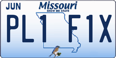 MO license plate PL1F1X