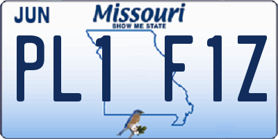 MO license plate PL1F1Z