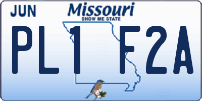 MO license plate PL1F2A