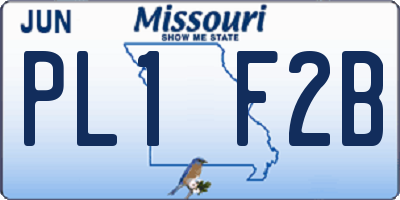 MO license plate PL1F2B
