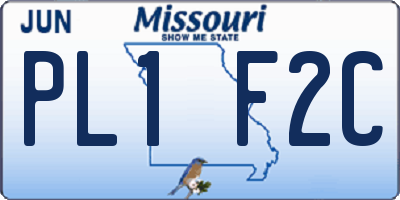 MO license plate PL1F2C