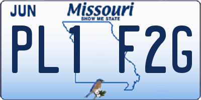 MO license plate PL1F2G