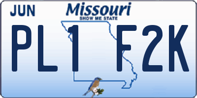 MO license plate PL1F2K