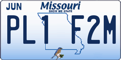 MO license plate PL1F2M