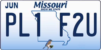 MO license plate PL1F2U
