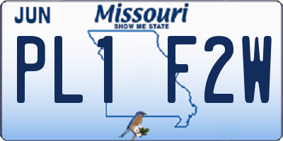MO license plate PL1F2W