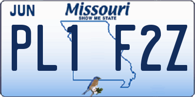 MO license plate PL1F2Z