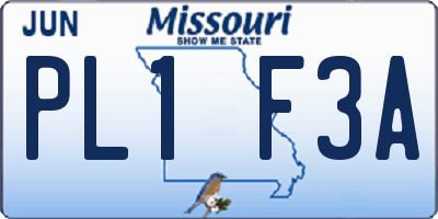 MO license plate PL1F3A