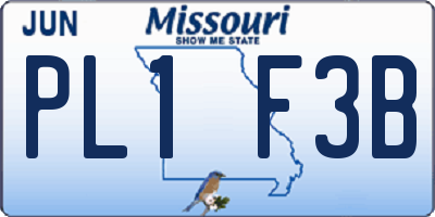 MO license plate PL1F3B