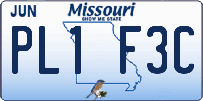 MO license plate PL1F3C