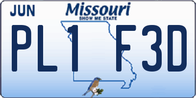 MO license plate PL1F3D
