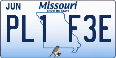 MO license plate PL1F3E