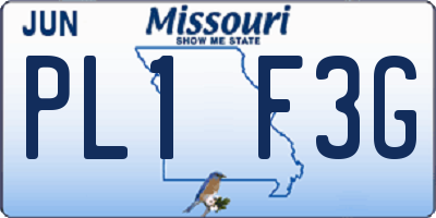 MO license plate PL1F3G