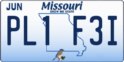 MO license plate PL1F3I