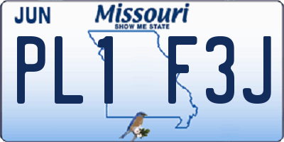 MO license plate PL1F3J