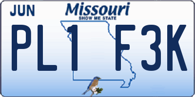 MO license plate PL1F3K