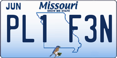 MO license plate PL1F3N