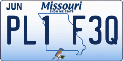 MO license plate PL1F3Q