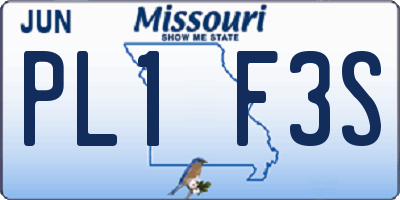 MO license plate PL1F3S