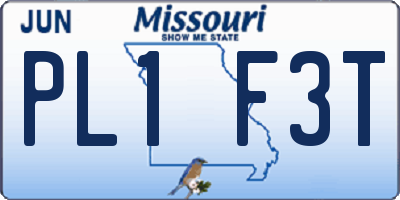 MO license plate PL1F3T
