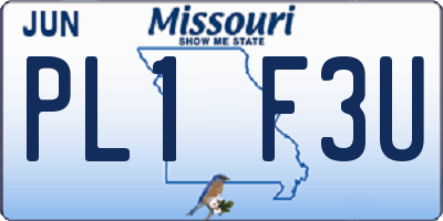 MO license plate PL1F3U