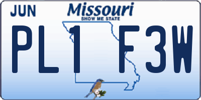 MO license plate PL1F3W