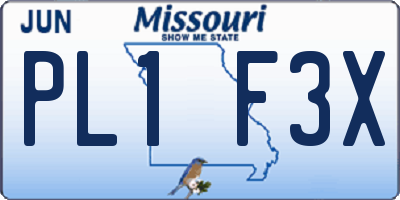 MO license plate PL1F3X