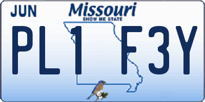 MO license plate PL1F3Y